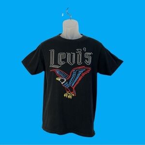 Levi’s Logo T-Shirt with Multi-color Eagle Graphic Short Sleeves Black Size M